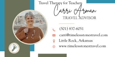 Carri Arman - Travel Advisor - Timeless Stones Travel - Travel Therapy for Teachers - Contact information