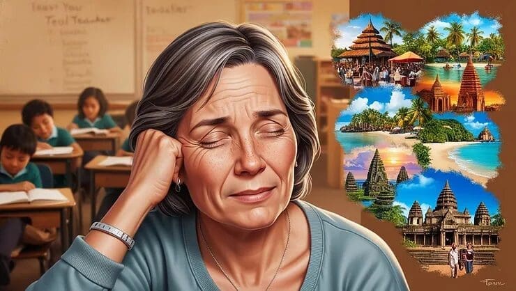 A burned-out and stressed-out teacher who daydreams of traveling the world to explore how travel can help reconnect their passion of teaching, recharge their soul, and come back to work with renewed energy and inspiration.